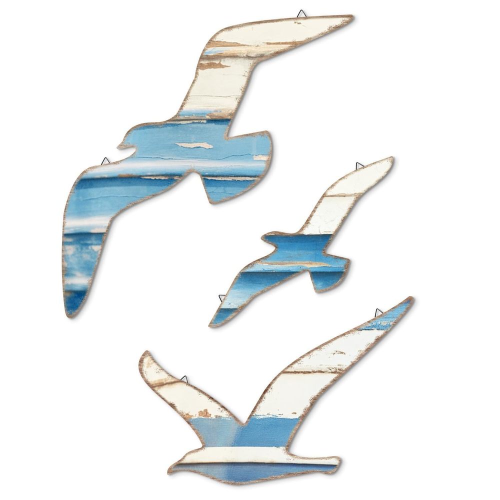 3pcs Seagull Wall Hanging, Nautical Wall Decor Sea Bird Wooden Art, Seagulls💘